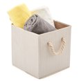 thumbnail image 5 of EZOWare Set of 4 Fabric Storage Bins with Cotton Rope Handle, 10.5 x 10.5 x 11 inch Foldable Organizer Basket Cube for Organizing Kids Baby Nursery Room, Towels, Shelves, Closet, Toys – Beige, 5 of 8