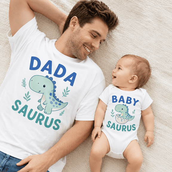 Dad and Son Shirt, Dada Saurus Baby Saurus Matching Family Shirts, Cute Dinosaur Dad Outfit, Father's Day Gift, Birthday Gift for Dad