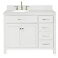 thumbnail image 2 of ARIEL Bristol 42 Inch Left Offset Single Oval Sink Bathroom Vanity With Carrara White Quartz Countertop 1.5 Edge In White, 2 of 7