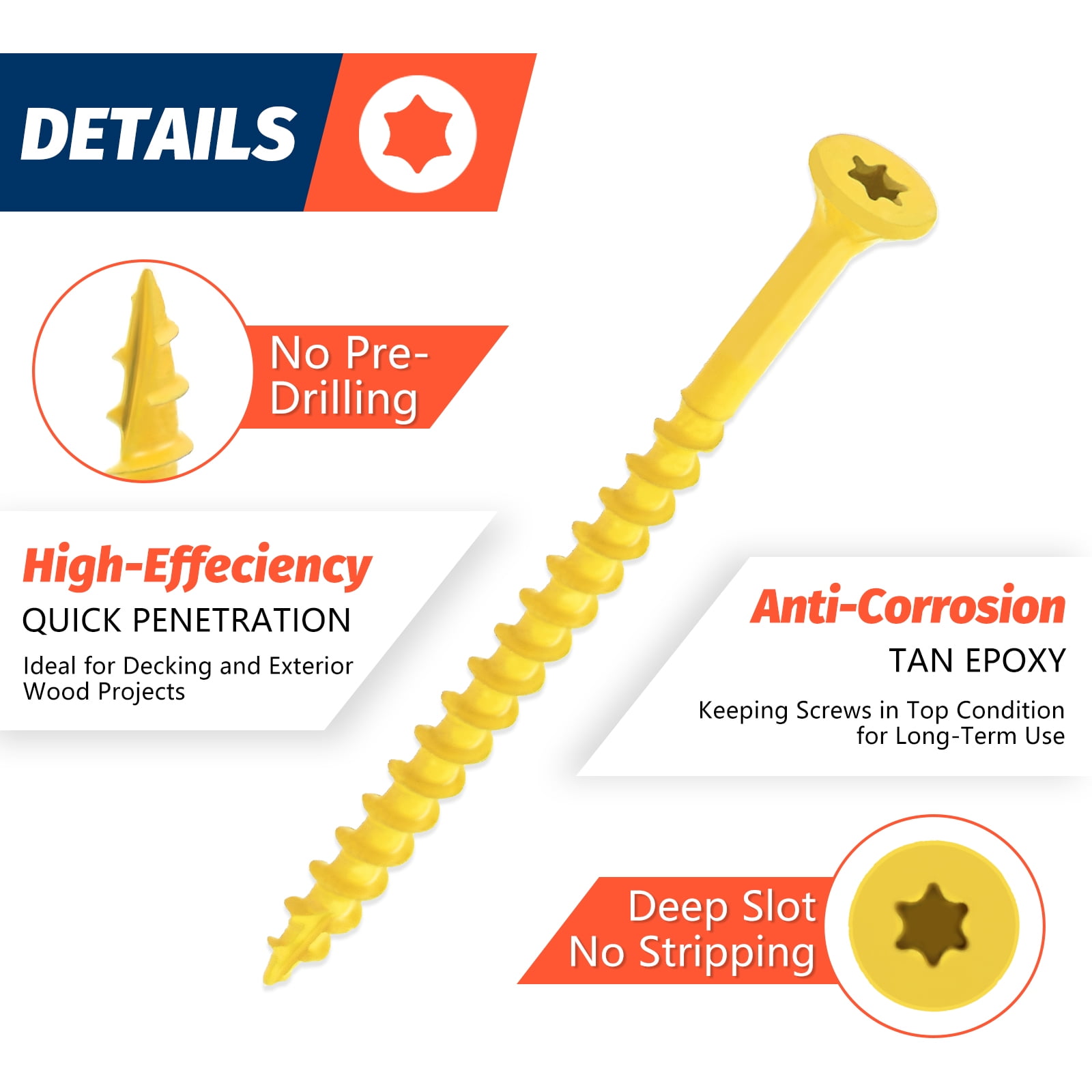 #10 x 3 in. Tan Star Flat Head Deck Screws, Exterior Wood Screws, 4.5 lb Box (350-Pieces)