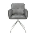 thumbnail image 3 of Noah Dining Room Accent Chair in Grey Velvet and Brushed Stainless Steel Finish, 3 of 8