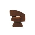 thumbnail image 5 of 360° Swivel Accent Chair, Stylish Round Barrel Chair with Teddy Fabric and High Back, Leisure Upholstered Chair with Wooden Frame and Comfy Round Arms for Home Office, Non-Slip, Brown, 5 of 9