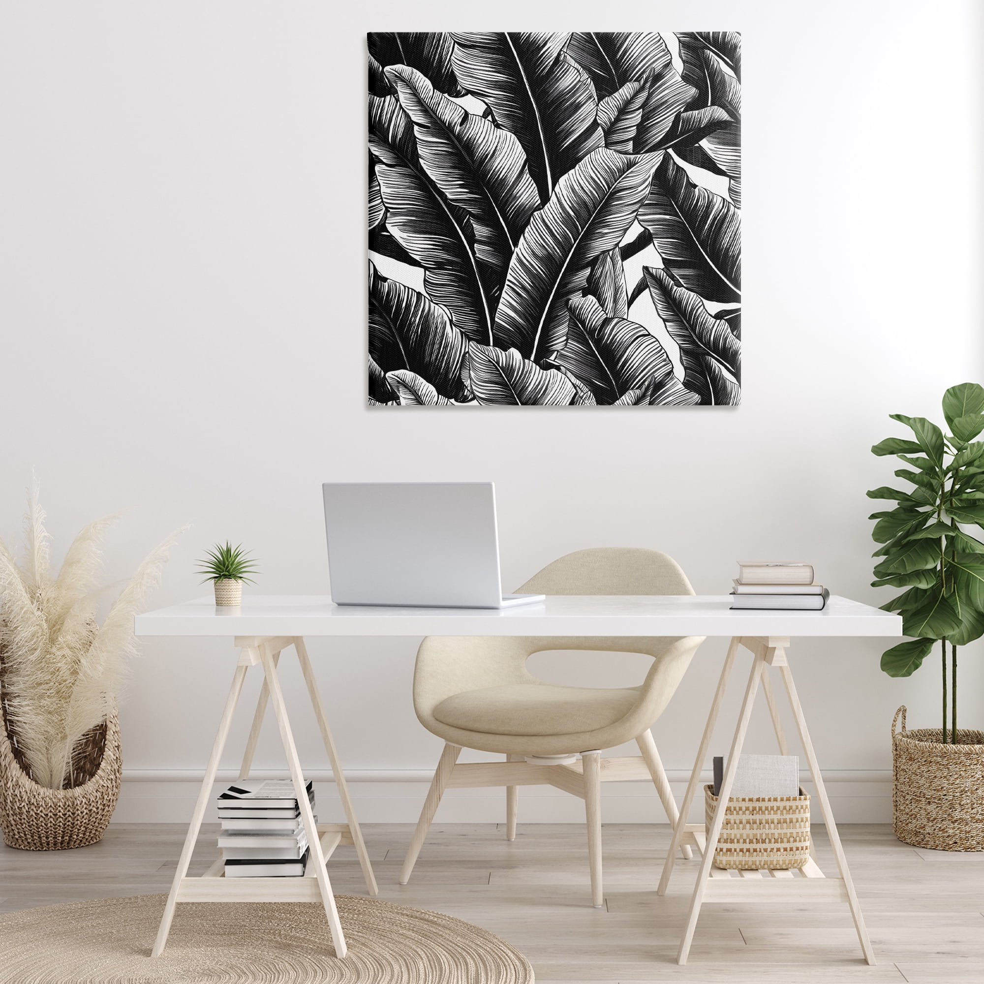 Stupell Industries Black Bold Fronds Botanical & Floral Painting Gallery Wrapped Canvas Art Print Wall Art, 36 x 36