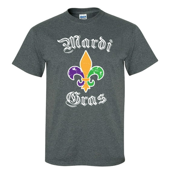 Trenz Shirt Company Mardi Gras Unisex Short Sleeve T-shirt-Dark Heather Grey-3XL