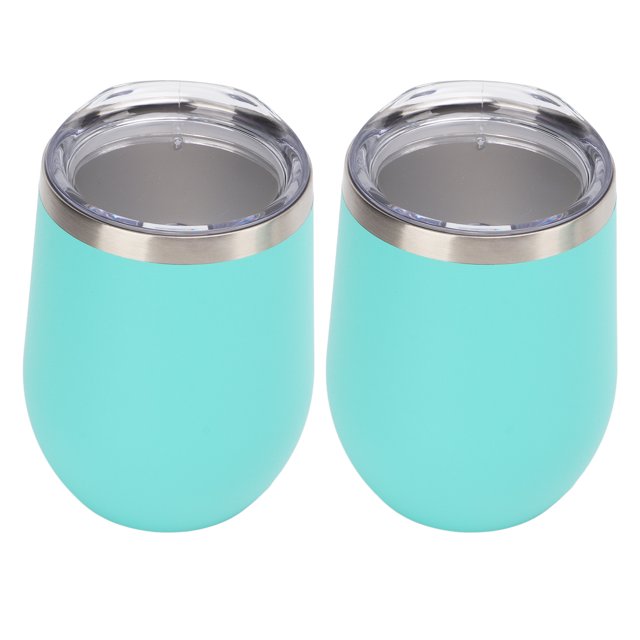 Vaso Aislado Al Vacío De Doble Pared, Vaso De Vino Aislado En Forma De U Fácil De Limpiar Con Pajita Para Oficina OTVIAP Menta verde