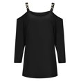 thumbnail image 3 of Tops for Women Trendy Long Sleeve Dress Shirt for Women Long Fitted Shirts Sheer Shirts Color Top round 3/ 4 Sleeve Tee Loose Shirt Short Blouses Business Casual Black S, 3 of 6