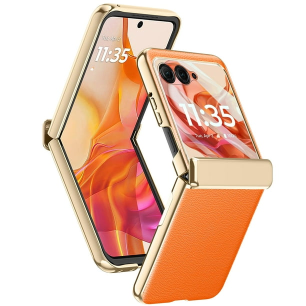 Funda YQODSZ para Motorola Razr 2024 con protección para bisagras, color naranja