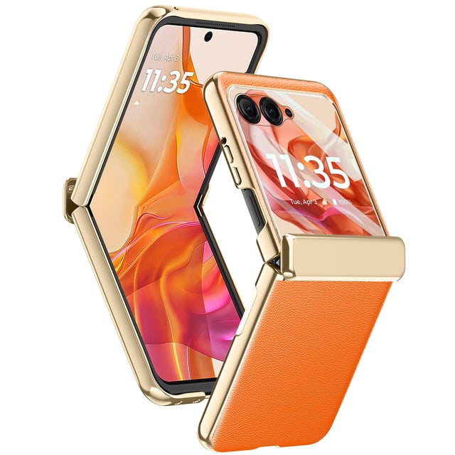 Funda YQODSZ para Motorola Razr 2024 con protección para bisagras, color naranja