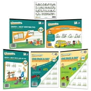 Channie's Visual Math, Handwriting, and Cursive Bonus Pack of 5 Separate Workbooks, Grades 1st - 3rd, Size 8.5" x 11" With FREE Alphabet Card