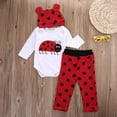 thumbnail image 5 of Douhoow Unisex Baby Long Sleeve Ladybug Romper Pants Hat Infant 2PCS Leisure Outfits, 5 of 8