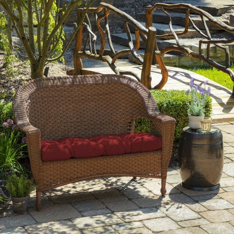 Arden Selections Outdoor Wicker Settee Cushion 41.5 x 18 Ruby Red Leala