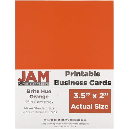 UPC: 0707152623520 | JAM Printable Business Cards  3 1/2 x 2  Orange  100/Pack