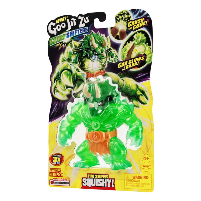 Heroes of Goo Jit Zu Glow Shifters Hero Pack - Super Gooey Tyro Hero Pack.  Goo Filled Toy with a Unique Glowing Goo Transformation. Crush The core and