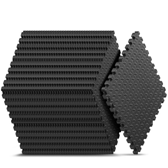 Eva Interlocking Foam Floor Tiles Black 12 Pack (48 SF) Exercise Protective Flooring