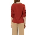 thumbnail image 3 of INSPIRE CHIC Women's Collared Shirts Contrast V Neck Roll Up Long Sleeve Work Blouse Brick Red XS, 3 of 6