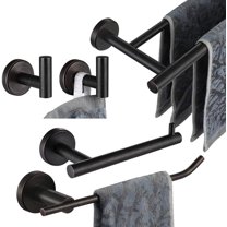 JQK Bathroom Hardware Set Oil Rubbed Bronze, 5-Piece Bath Accessories Set Wall Mount Includes 24 in Towel Bar, 9 in HT Bar, TP Holder, Towel Hook x 2, BAS105-ORB