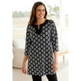 thumbnail image 3 of Woman Within Plus Size Contrast Notch-Neck Three-Quarter Sleeve Knit Tunic, 3 of 3