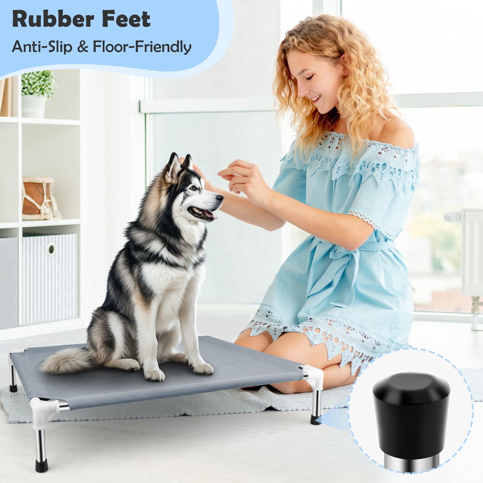 Outdoor Elevated Dog Bed  Cots Beds For Large Dogs Portable Raised Indoors Outdoors Beach