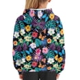 thumbnail image 6 of Xoenoiee Long Sleeve Hoodies Hooded Sweatshirt with Front Kangaroo Pocket Fall Winter Tops Sportwear for Kids Traveling Running Walking, Retro Palm Monstera Leaves Floral Butterfly Print, L, 6 of 7
