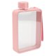 thumbnail image 3 of Botella de agua plana de plástico a prueba de fugas, transparente, cuadrada, portátil, tamaño A5, 380 ml, color rosa, 3 of 14