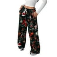 thumbnail image 2 of Christmas Flannel Pajama Pants Women Elastic Waist Holiday Print Wide Leg Lounge Bottoms with Pockets Winter Warm Cozy Sleepwear Pj Pants, 2 of 7