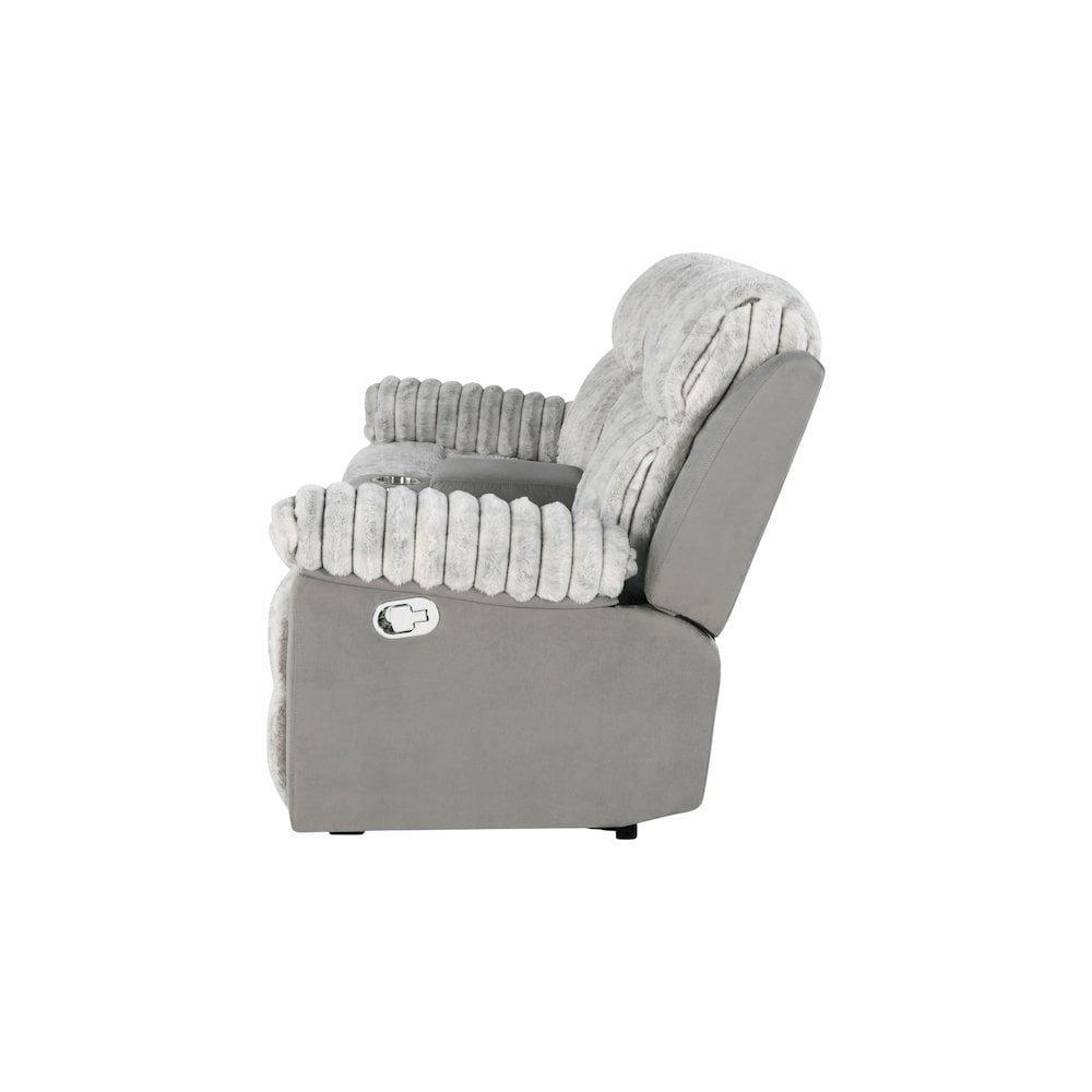 U6028 Gray Extra Soft Console Reclining Loveseat