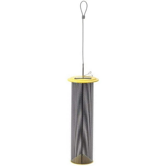 Birds Choice 12" Magnet Mesh Clever Clean Nyjer Tube Feeder with Hanging Cable, Yellow