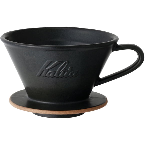 Kalita Coffee Dripper Mino Ware, High Heat Retention, Ceramic for 2 to 4 People, Sand Black, #02107 Wave Series, Made in Japan, Drip Equipment, For 2
