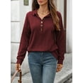 thumbnail image 2 of jinghuiyue Women Polo Shirts Long Sleeve Collared Button down Shirt V Neck Business Casual Pullover Tops L, 2 of 6