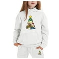 thumbnail image 2 of Xijirk Girls Outfits Kids Printed Outfit Set Long Sleeve Letter Design Hooded Top Sweater with Pants for Casual Wear Playtime and Daily Comfortable Activities,White,6-7 Years, 2 of 3