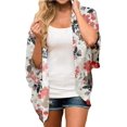 thumbnail image 3 of FINOCEANS Cárdigans tipo kimono de gasa floral para mujer, sueltos, para cubrir la playa, media manga, 3 of 5