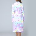 thumbnail image 7 of XIAONU Womens Plush Robe Relaxed Fit Geometric Print Sleepwear Warm Stylish Loungewear Gown, 7 of 7