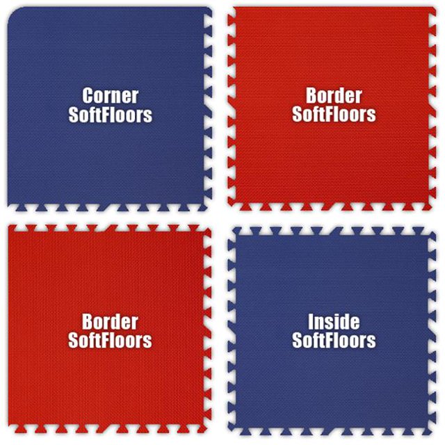 Alessco SFRBRD0818 SoftFloors - Damier Royal Bleu & Rouge -8 x 18 Set