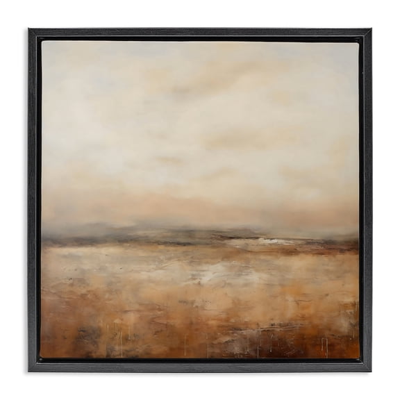 Stupell Industries Calm Abstract Landscape Neutrals Black Framed Floater Canvas Wall Art, design by Creative Studio, 18 x 18