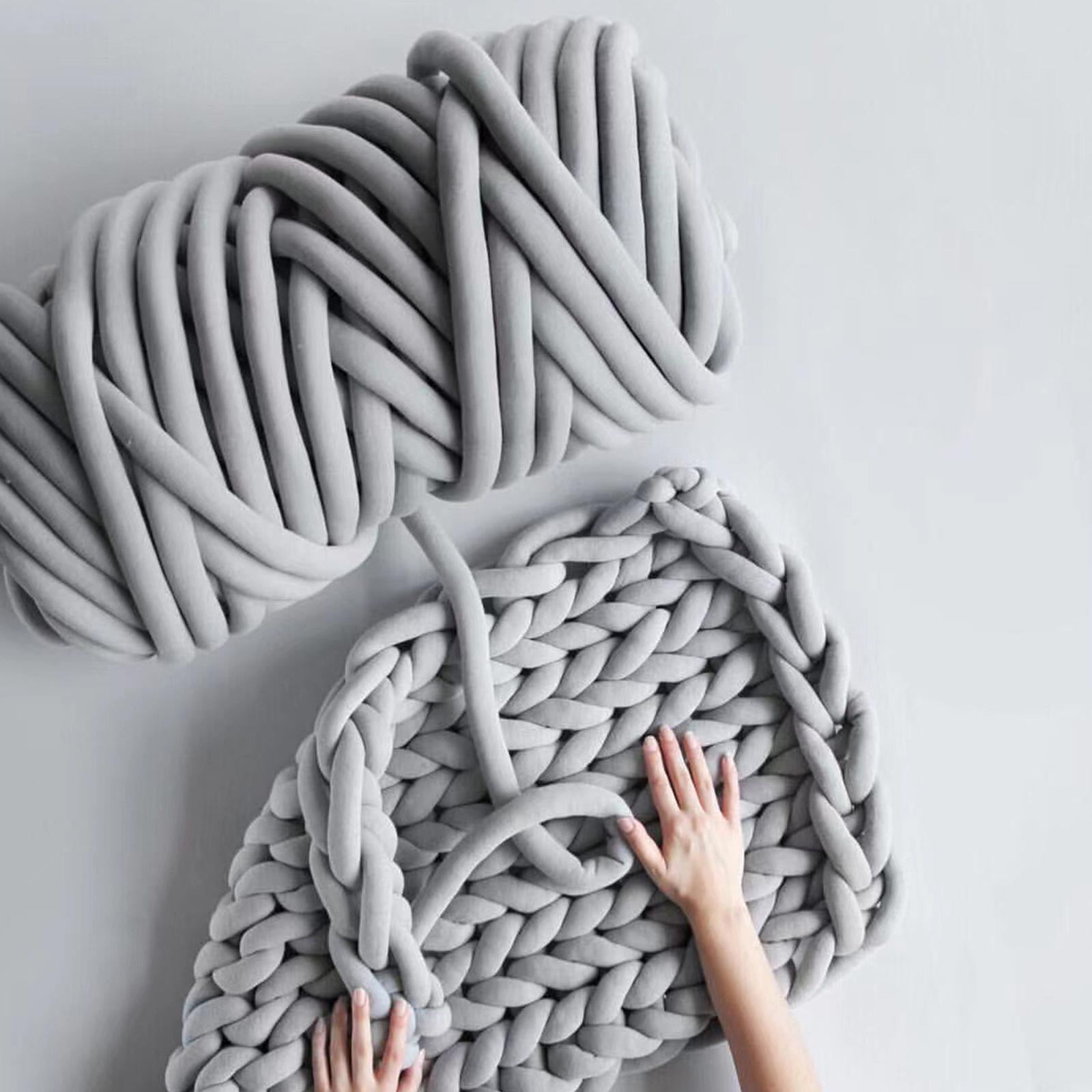  Chunky Braid Tube Yarn Bulky Giant Cotton Arm Knitting DIY for  Handmade Blankets Machine Washable (Dark Grey, 6.6 lbs / 162 Yards )