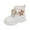 Beige, variant on Girls Combat Boots Side Zipper Cute Panda Animal Leather Ankle Booties for Toddler Little Big Kids