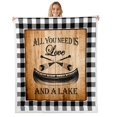 thumbnail image 1 of Erosebridal Vintage Paddle Fleece Blanket, Lake House Sherpa Throw, Rustic Room Decor, 1 of 6