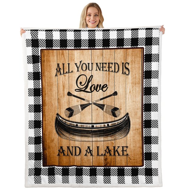 Erosebridal Vintage Paddle Fleece Blanket, Lake House Sherpa Throw, Rustic Room Decor