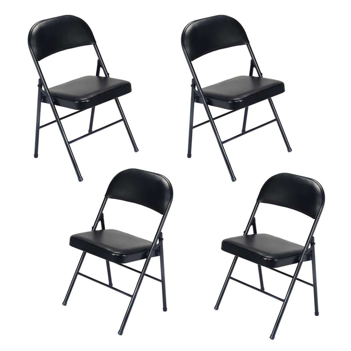 Ktaxon 4 Pack Folding Chairs Wedding Party Chair Foldable Dining Chair with Metal Frame and Soft Cushion Black