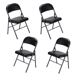 Mainstays Fabric Padded Folding Chair, Black, 4 Count