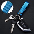 thumbnail image 4 of 2 Pcs Carbon Fiber Style Car Key Chain and Screwdriver Microfiber Leather Key Fob Keychains for Men Women with 360-degree Rotatable Swivel, Anti-Lost D-Ring, 2 Keyrings (Blue), 4 of 8