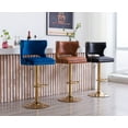 thumbnail image 6 of Guyou Swivel Bar Stool Set of 2, Modern Upholstered PU Adjustable Height Counter Barstools with Open Back and Metal Base for Kitchen Island Restaurant Home Bar, Brown, 6 of 14