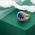 thumbnail image 4 of Gem Stone King 7.56 Ct Round Blue Simulated Sapphire 18K Yellow Gold Plated Silver Ring (Size 7), 4 of 4