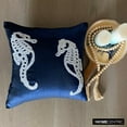 thumbnail image 3 of The HomeCentric Navy Blue Shams Beaded Sea Horse Ocean Beach Theme Pillow Shams Pack of 2 24x24 inch (60x60 cm) Pillow Sham Square Silk Pillow Shams Mediterranean Pillow Sea Easter-Navy Blue Sea Horse, 3 of 10