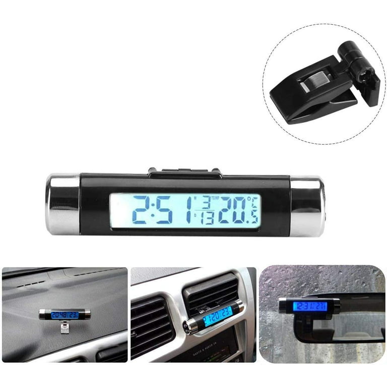 Car Temperature Clock Universal Auto Dashboard Digital Clocks with  Blacklight 