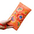 thumbnail image 2 of Porfeet Women Ethnic Handmade Embroidered Wristlet Clutch Bag Zipper Purse Long Wallet,Orange, 2 of 10