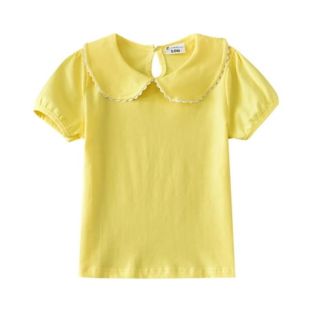 

Undershirts for Toddler Girls Girls Summer T Shirt Small Fresh Lace Short Sleeve Lapel Short Sleeve Solid Color For 0 To 6 Years Short Sleeve Tunic