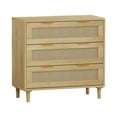 thumbnail image 5 of 31.50"W Dresser, Chest of Drawers with Rattan Decor and Wood Grain Surface, Freestanding Storage Cabinet for Bedroom Living Room Kitchen, Oak Color, 5 of 8