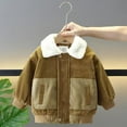 thumbnail image 2 of Ecqkame Boys Fleece Lined Jackets Winter Thick Turndown Collar Corduroy Coats Solid Color Warm Sherpa Outwear Jacket Khaki 9 Years, 2 of 6