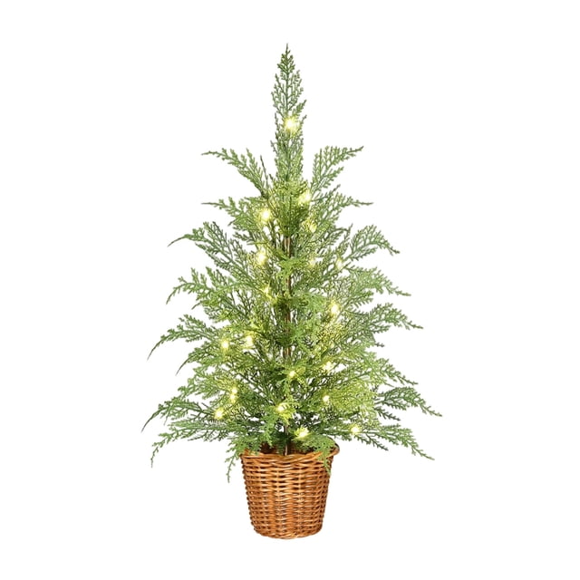 Pre Lit Artificial Christmas Tree For Holiday Decoration With Led Lights And Flame Retardant Construction Measures 35 Inches In Height Easy To Assemble And Store For Indoor Use 1Pc 3.40 Lb